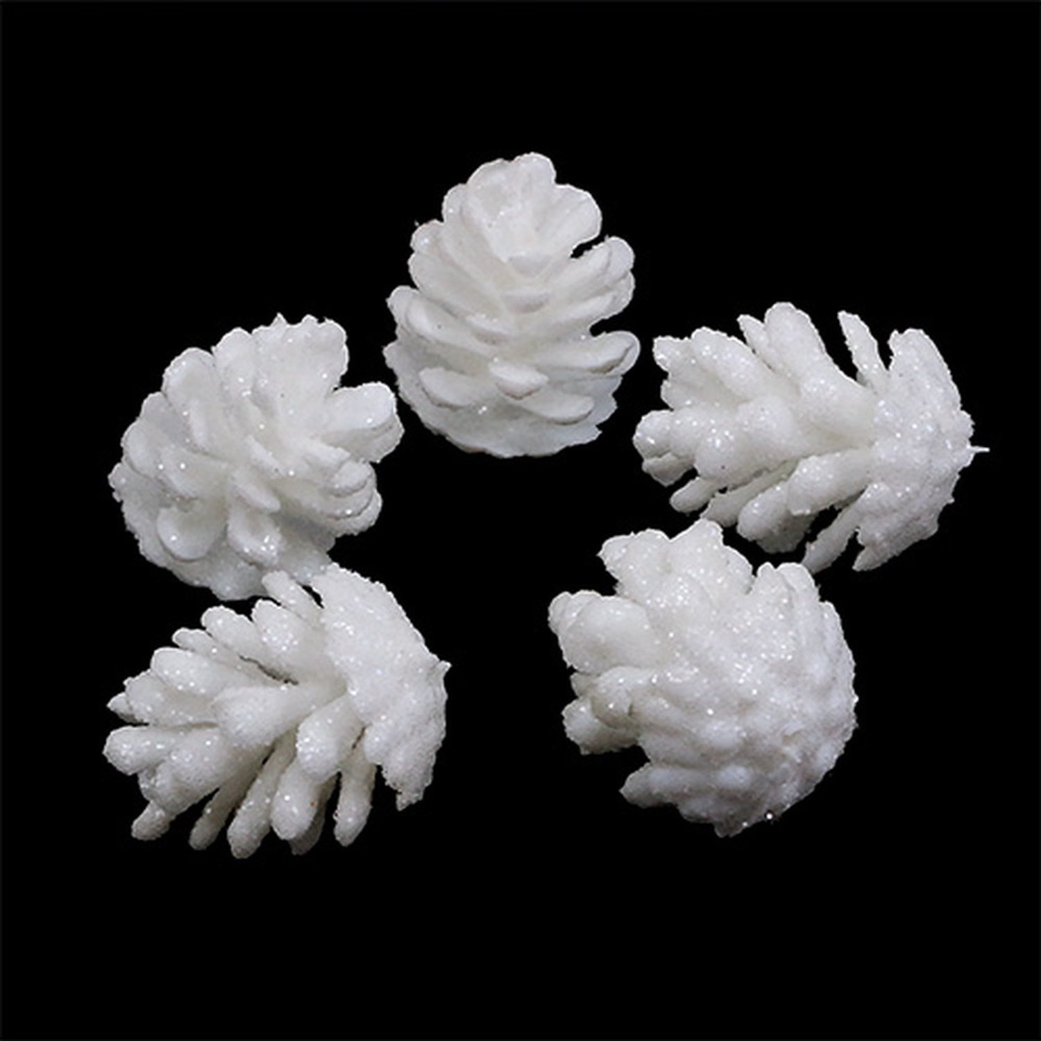 Decoratieve kegels witte glitter strooidecoratie hangende decoratie 3,