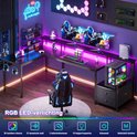 L-vormig bureau met RGB LED-verlichting, instelbaar in 20 kleuren, 22 modi en 5 helderheidsniveaus.