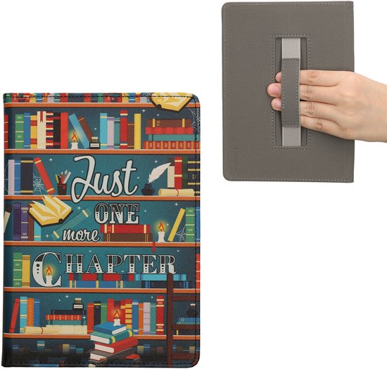 kwmobile e-reader hoesje geschikt voor Kobo Aura ONE hoes - E reader flip case met magneetsluiting - Ereader cover - bibliotheek design in meerkleurig — afbeelding 3