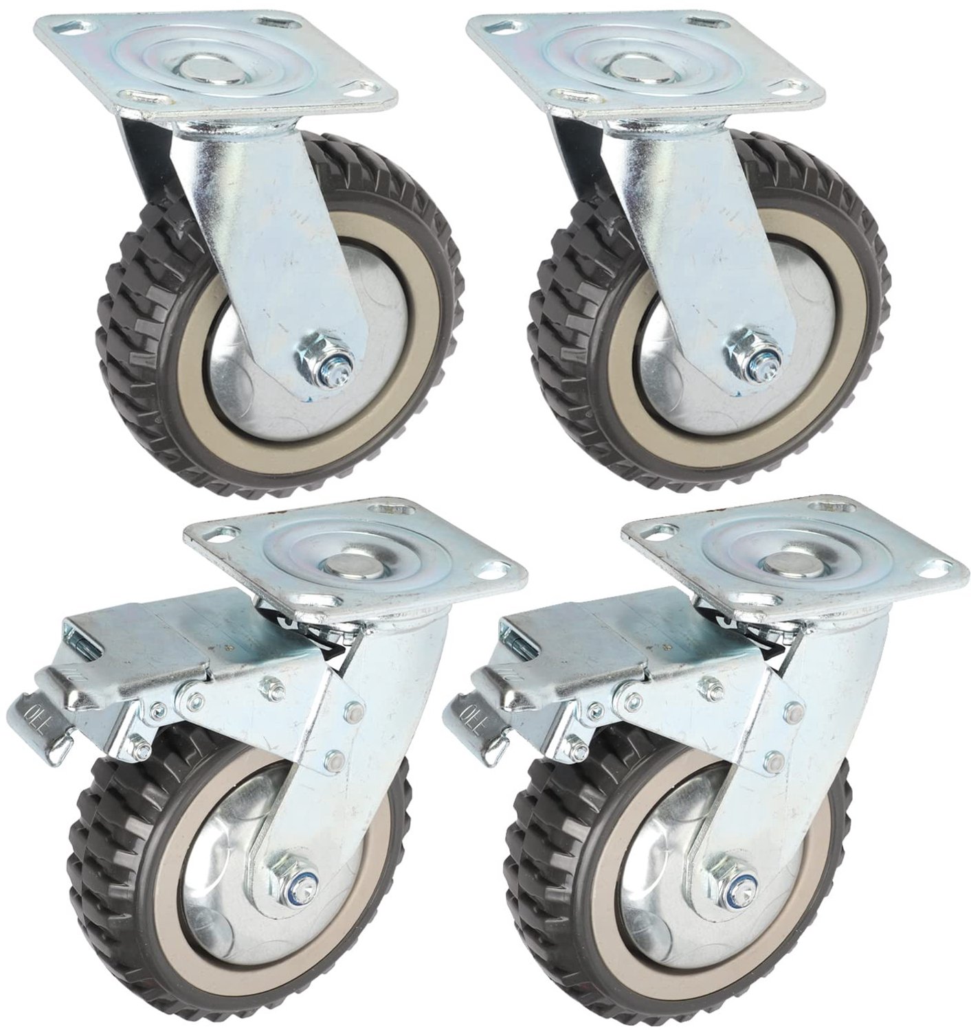 Zware Transportwielen Set met Rem - 150 mm, 750 kg Laadvermogen, Ideaal voor Meubelverplaatsing en Gereedschap