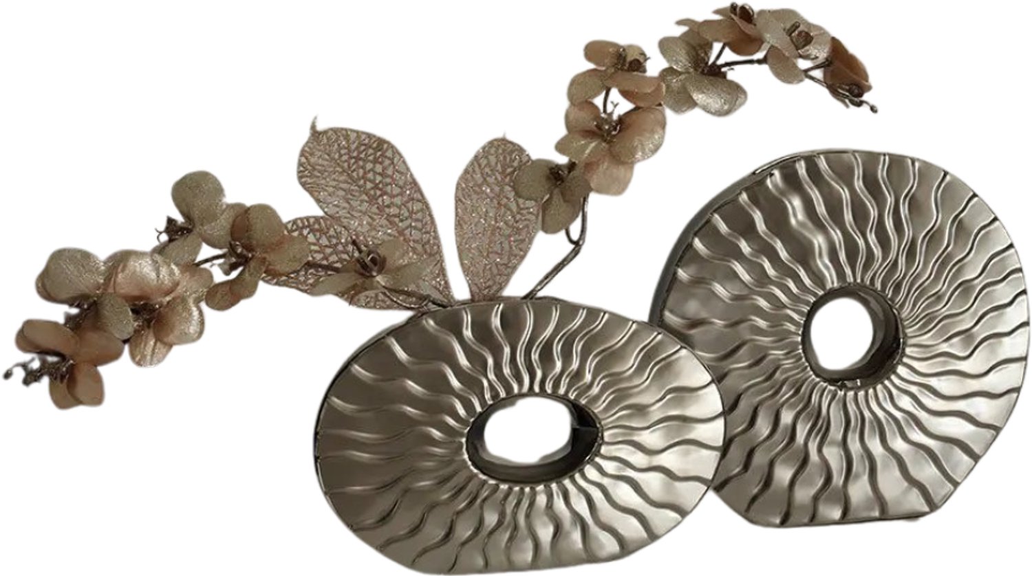 Gilde handwerk Gilde Lochvase Keramische Vaas – Zilver – Ovaal – 25 x 24 cm