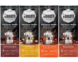 Bialetti Perfetto Moka Nocciola Caramello Vaniglia Cioccolato - Mixverpakking - Gemalen Koffie - 1000g (4x250g)