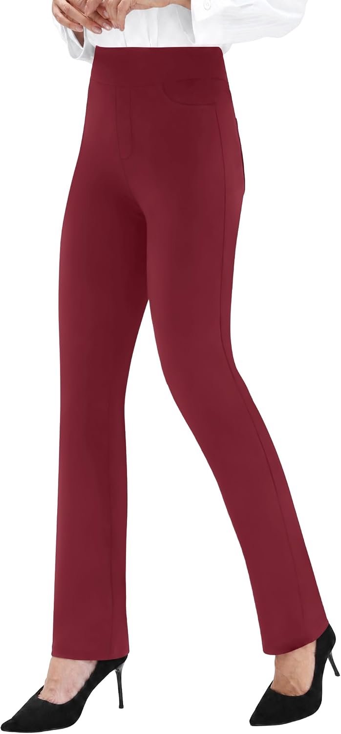 Damesbroek met zakken, hoge taille, zakelijke yogabroek, recht