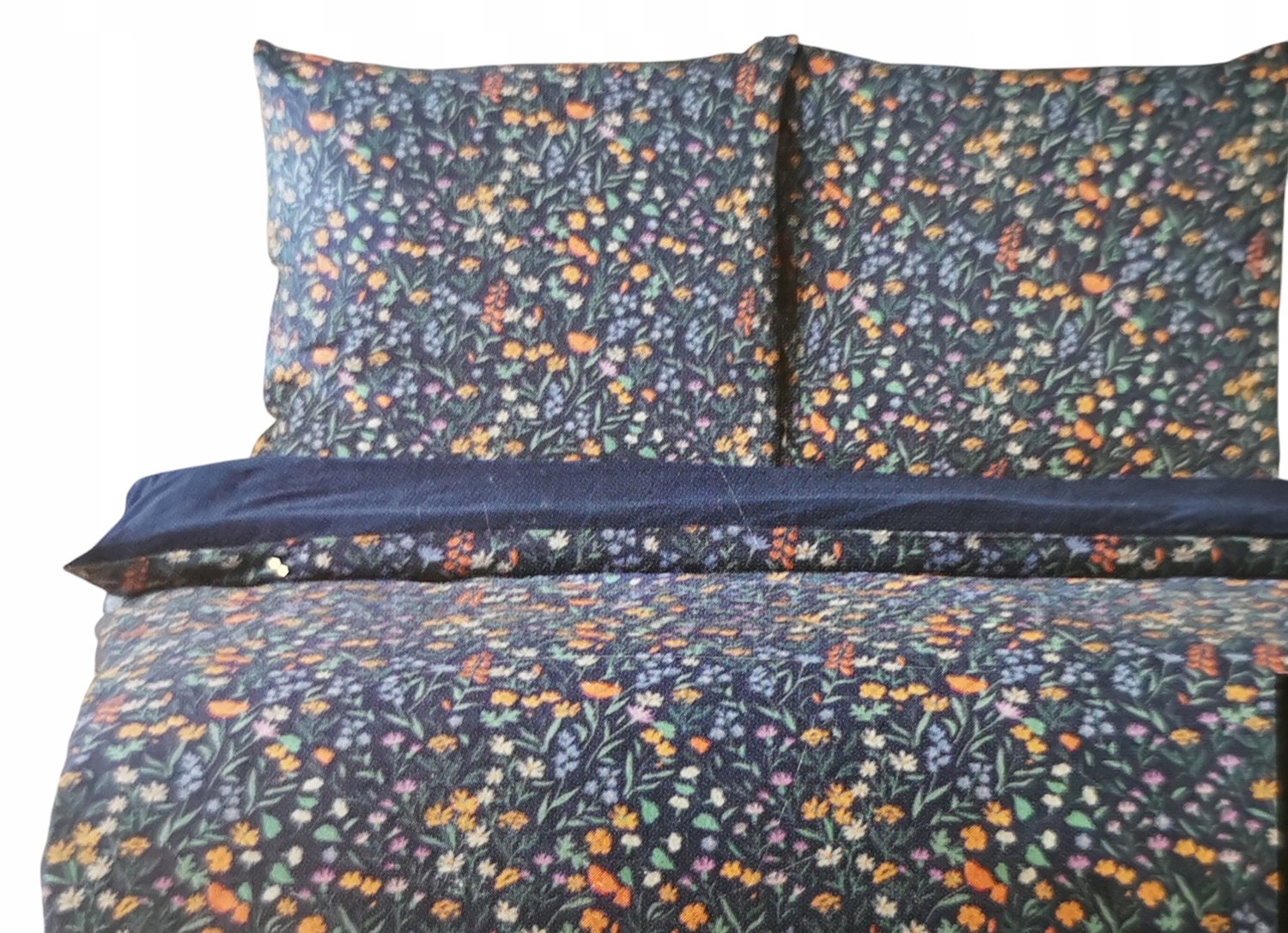 Katoenen Dekbedovertrek 220x200 cm - Blauwe Bloemen - 2 Kussenslopen