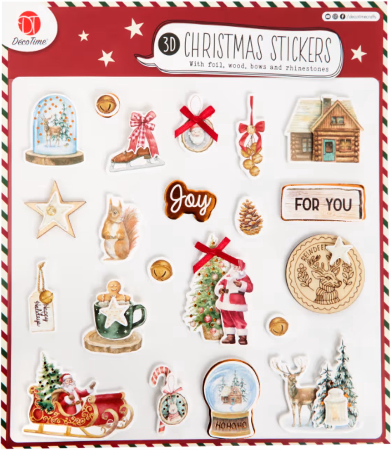 DécoTime kerststickers - Met 3D-effect & Glittervulling - Kerst