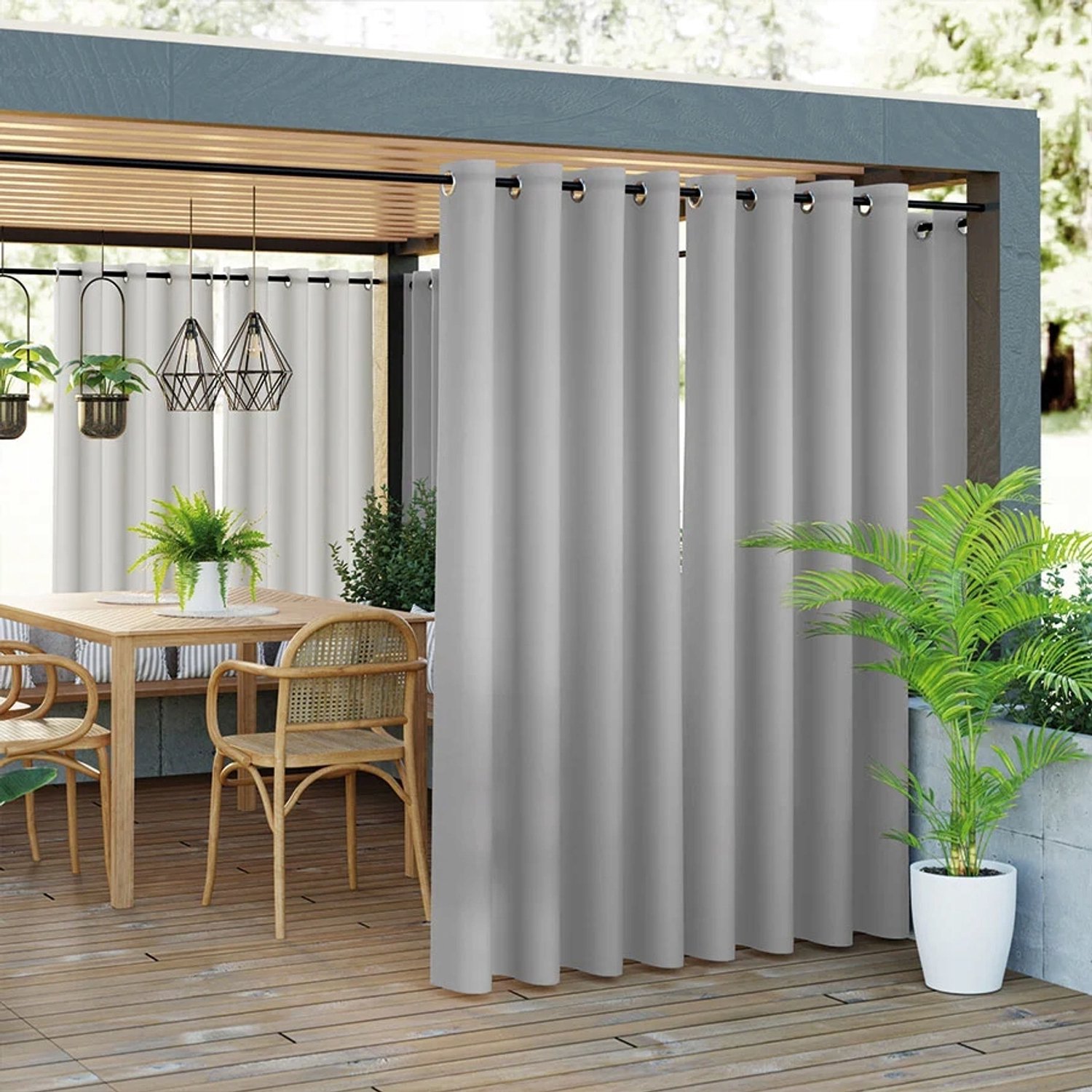 Buiten Gordijn Terras 140x200cm Beige Grijs Waterdicht