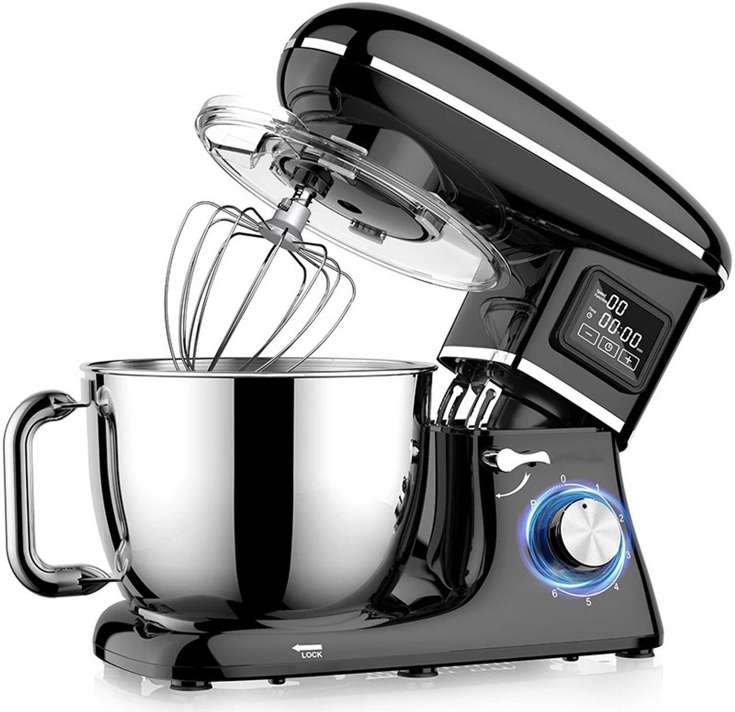 Sellino Keukenmachine - Krachtige Keukenmixer - Keukenapparaat - Deegkneedmachine - 6,5 L RVS Mengkom - 6 Snelheden - Zwart