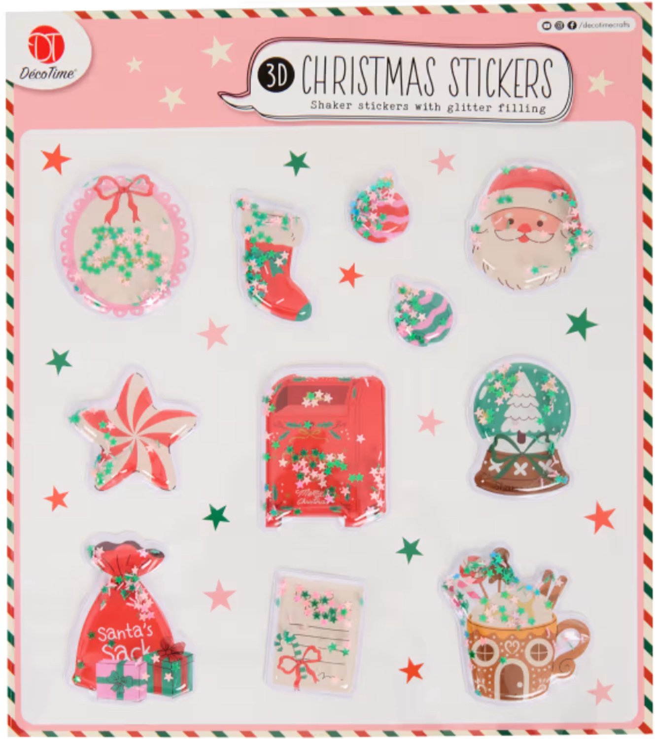 DécoTime kerststickers - Met 3D-effect & Glittervulling - Kerst