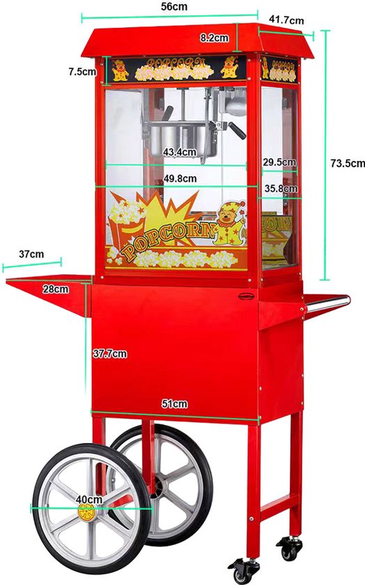 Popcornmachine Incl. Wielen - Combisteel - 7455.0815 - Horeca & Professioneel — afbeelding 5