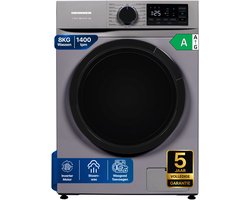 Heinner HWM-M814IVNSA+++ Slanke Wasmachine 8 kg – 15 programma’s – 1400 tpm – Energieklasse A – Inverter Motor – LED-Display – Kinderslot – Zilver – 5 Jaar Garantie