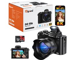 Digisand Digitale Camera 8K met WiFi– 88MP – Dubbele Lens Fotocamera – 3.2" IPS Touchscreen – Compact Camera met 16x Digitale Zoom – Vlog Camera vor Autofocus – EIS – Inclusief 128GB SD Kaart