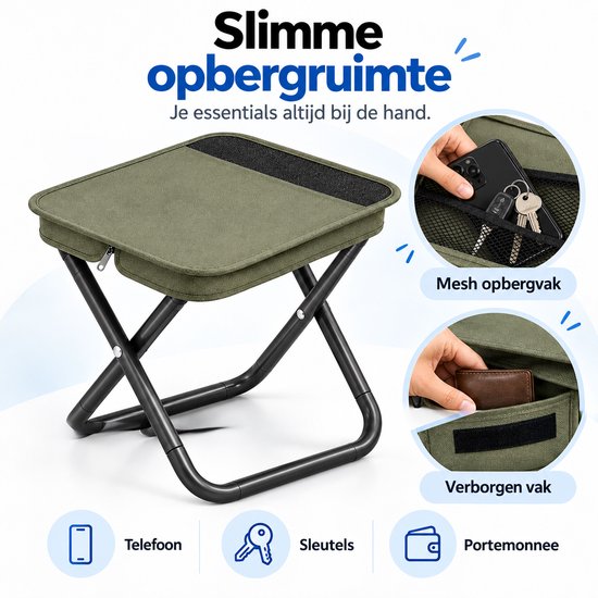 Heuts Goods - Mini Campingstoel - Vouwstoel - Campingstoel Opvouwbaar - Strandstoel - Kampeerstoel - Makkelijk Draagbaar - Inklapbaar - Lichtgewicht - Groen — afbeelding 4
