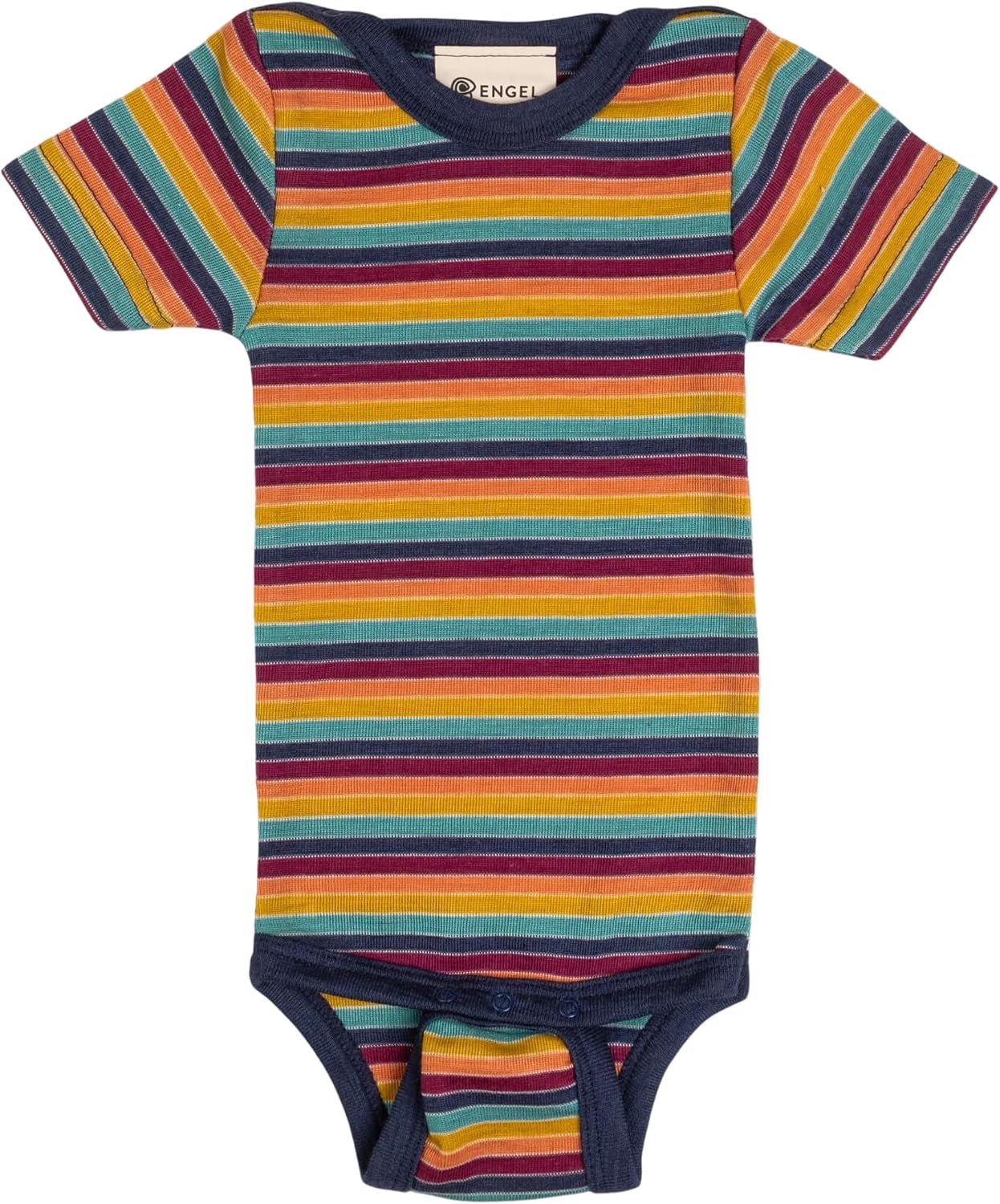 Engel Baby Body Wol-Zijde Gestreept Kort 74-80 GOTS Duitsland