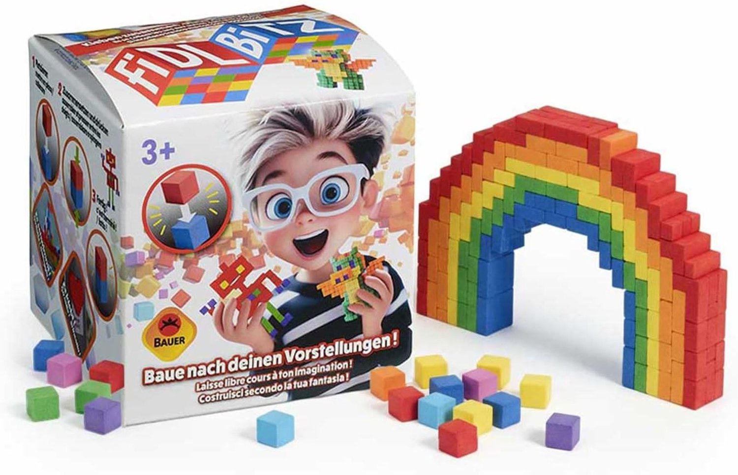 Bauer Starter Set: 160 Zelfklevende Schuimblokken - Creatief Bouwspeelgoed