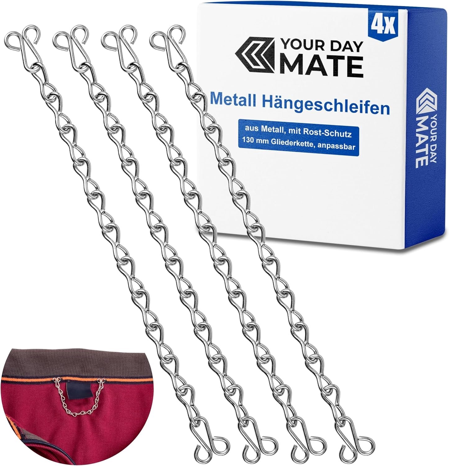 Set van 4 Zilveren Metalen Hangerlussen voor Kledingreparatie