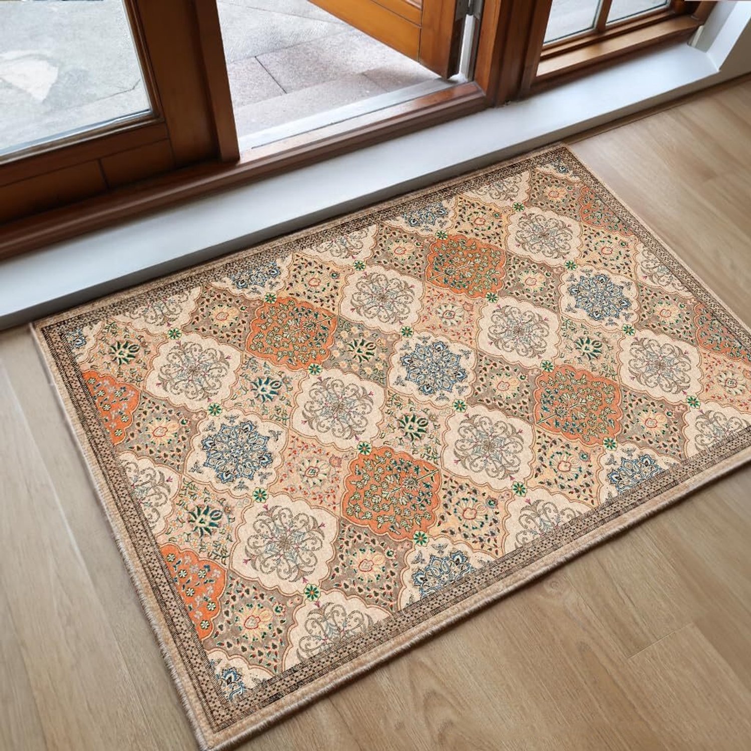 Deurmat 40 X 60 Cm - Machinewasbare Mat, Superzachte Antislip Deurmat, Absorberende Binnen- En Buitenmat, Vintage Etnisch Tapijt