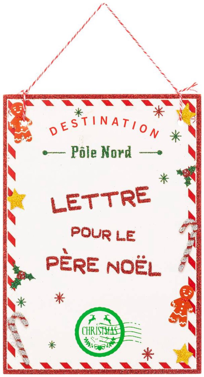 Feeric lights & Christmas Brief aan de rood-witte Kerstman, 21 cm Blanc