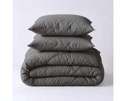 Dekbed-Discounter - Sleeptime Dekbed Zonder Overtrek 200 x 200 cm - Inclusief 2 kussenslopen - Wasbaar op 40 graden - Verkoelend dekbed - Antraciet