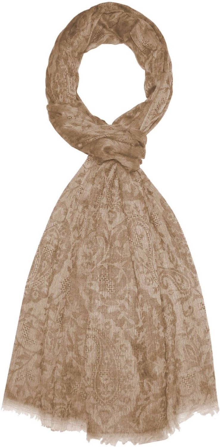 Lorenzo Cana Heren Kasjmier Sjaal 100% Kasjmier Jacquard Paisley Lichtbruin