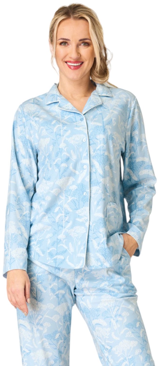 Key Flanellen Pyjama Dames Lichtblauw Botanisch Print LNS 657 38 / M
