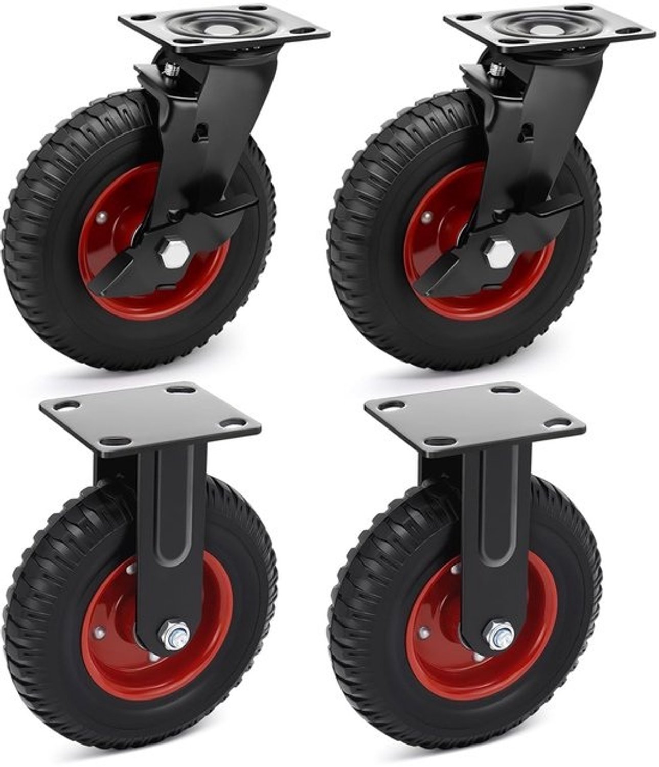 Zware meubelwielen - Industriële wielen - Voor zware lasten - 1000 kg laadvermogen - 200 mm