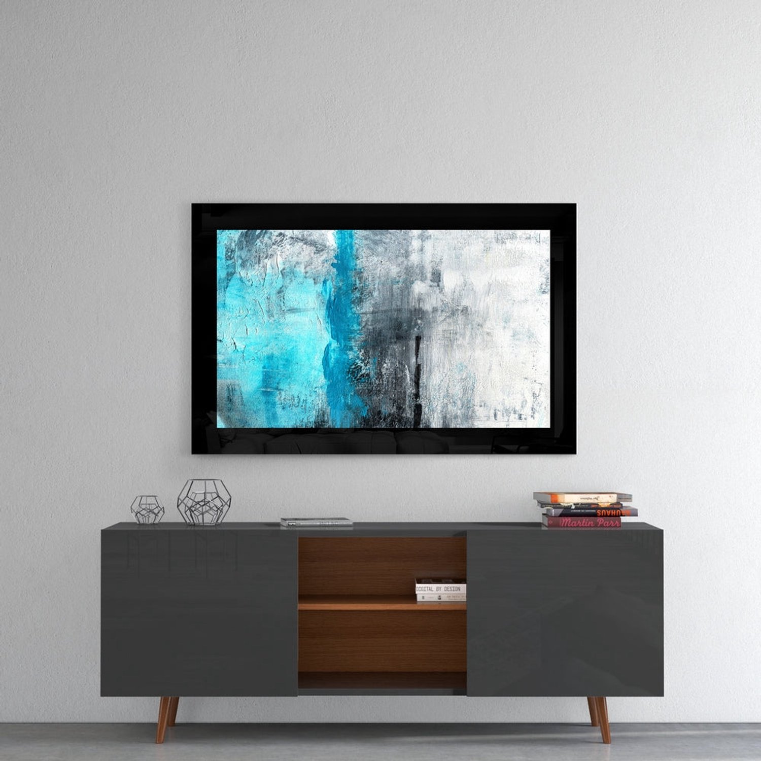 Glasschilderij – Blauw en Blauw – Kunstzinnige Glasdecoratie