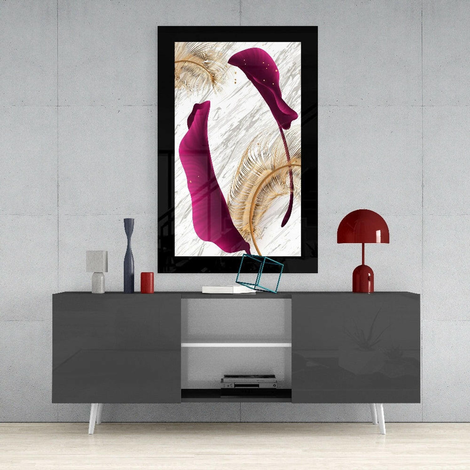 Glasschilderij – Harmonisch Paars Blad – Moderne Wanddecoratie