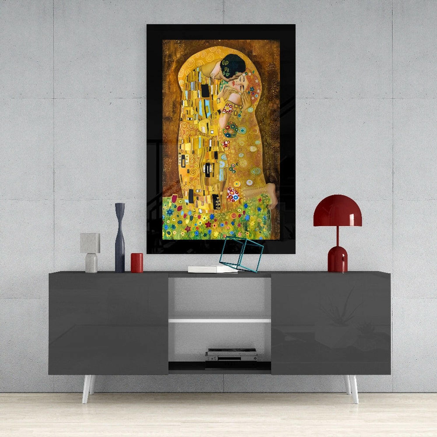 Glasschilderij – Gustav Klimt – De Kus – Karaktervolle Glasdecoratie