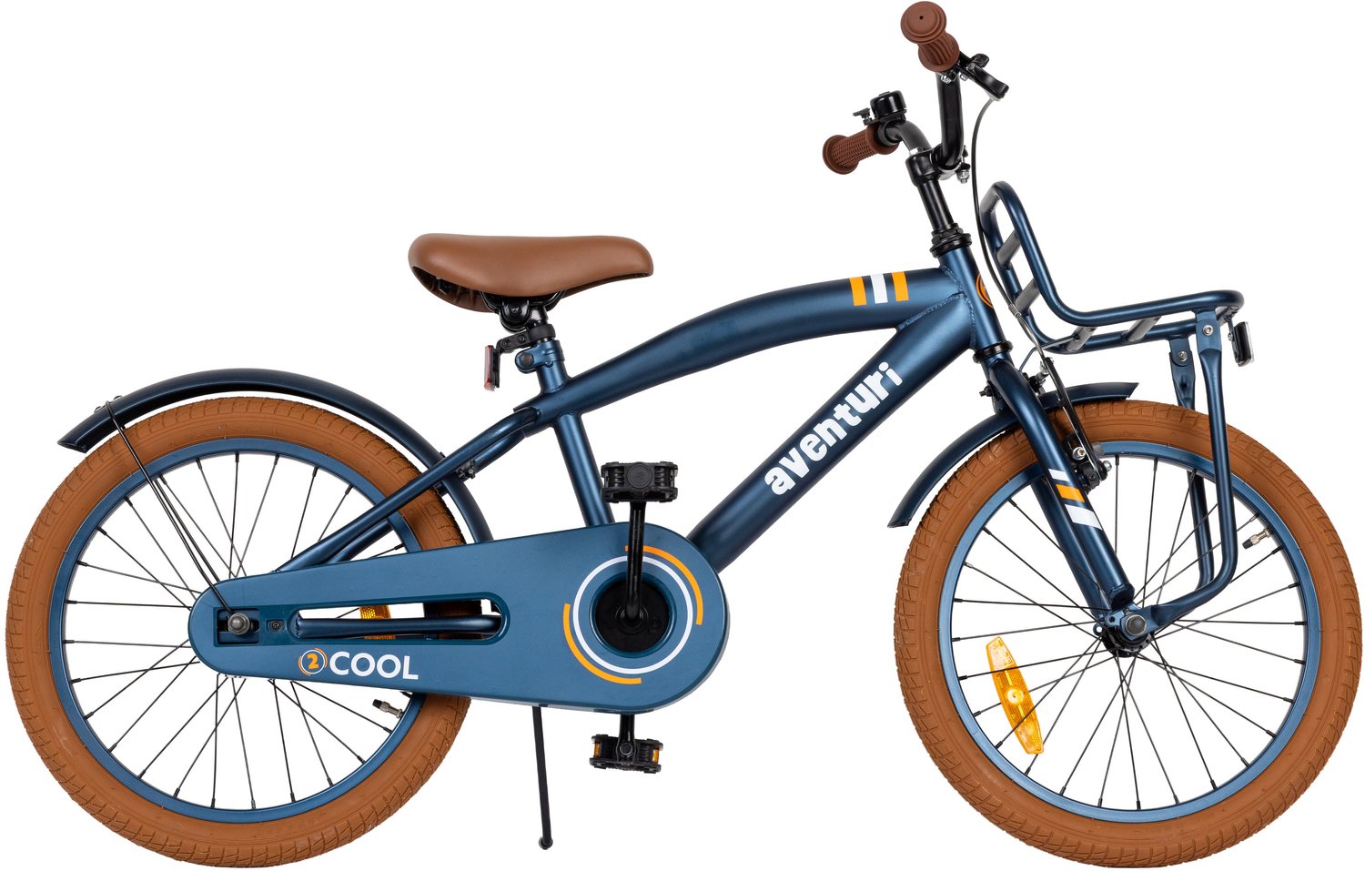 Aventuri 2Cool 3.0 Jongensfiets 18 Inch Kinderfiets voor 5 tot 7 Jaar 110-125 cm Met Standaard Blauw
