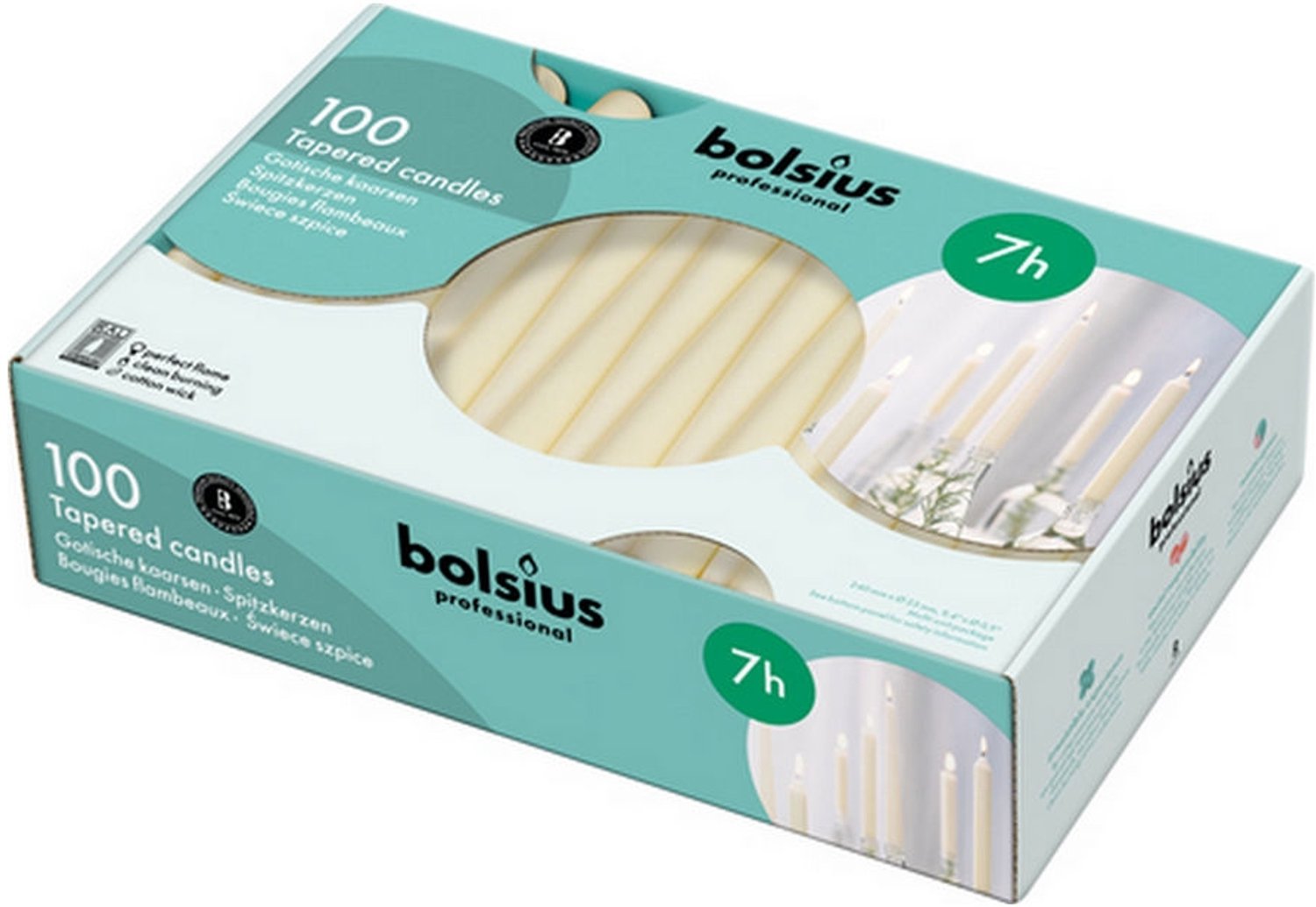 200 stuks Bolsius gotisch ivoor dinerkaarsen 240/23 (7 uur)