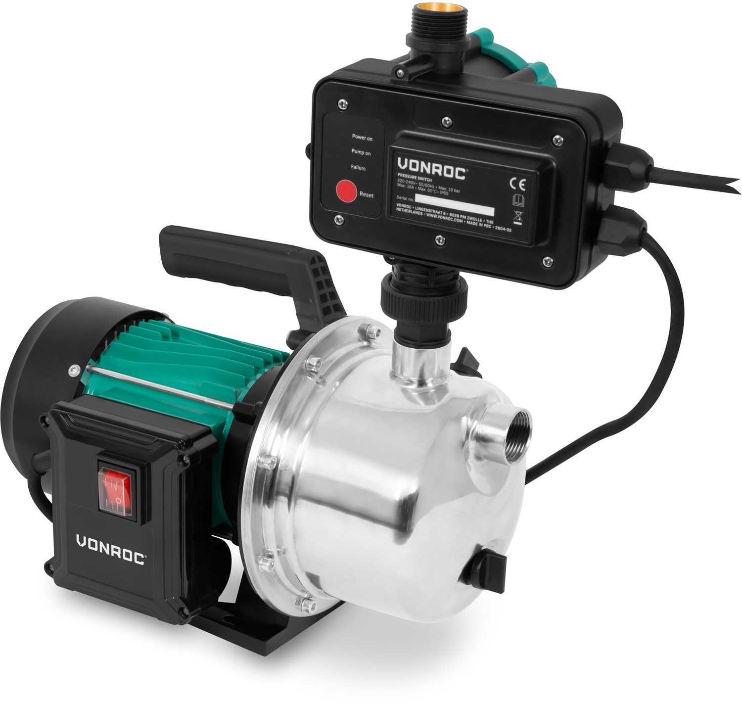 VONROC Hydrofoorpomp – automatische waterpomp – 1300W – 5000 l/u – 4,8 bar – drukschakelaar – droogloopbeveiliging