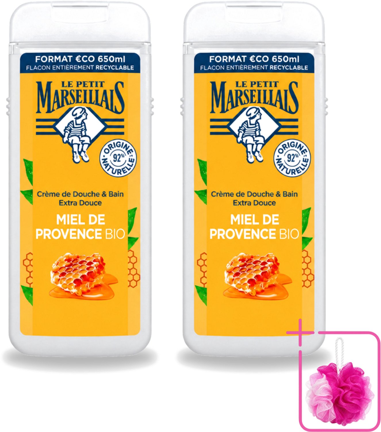 2 x Le Petit Marseillais – Douche & Bad – Honing – 650 ml - Bulkverpakking - Douche en bad - Douchemop - Honing