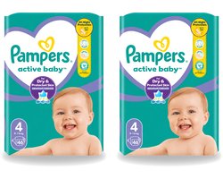 2 x Pampers – Luiers – Active Baby Maat 4 – 46 Luiers - Voordeelverpakking - 2 stuks