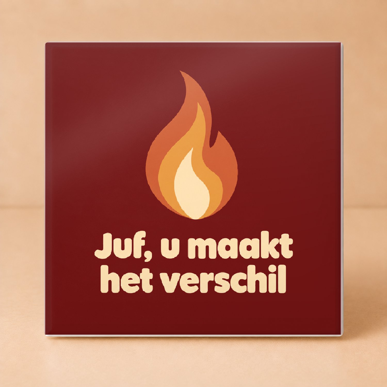 Bedruk King Retro jaren 70 Tegel “Juf verdient meer dan een chocoladeletter” – Vintage decoratie voor leraren en juffen - 11 x 11 cm Wit