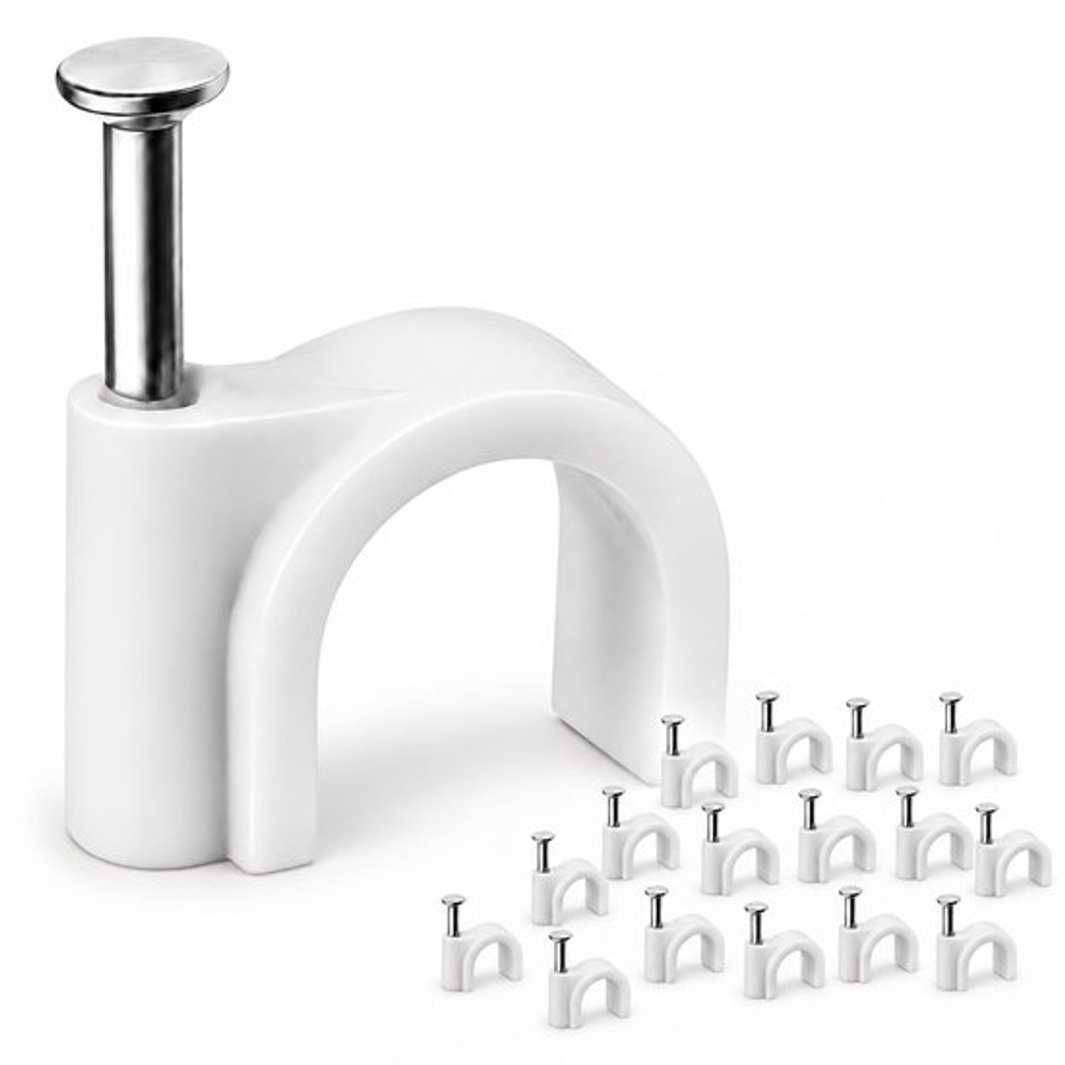 Consumerce® Kabelklem met Spijker - 10mm - 200 Stuks - Wit - Kabel Organiser - Kabelclips - Kabelhouder - Kabelorganizer - Bureau Management Clips - Spijkerclips - Kabels Opbergen - Houders