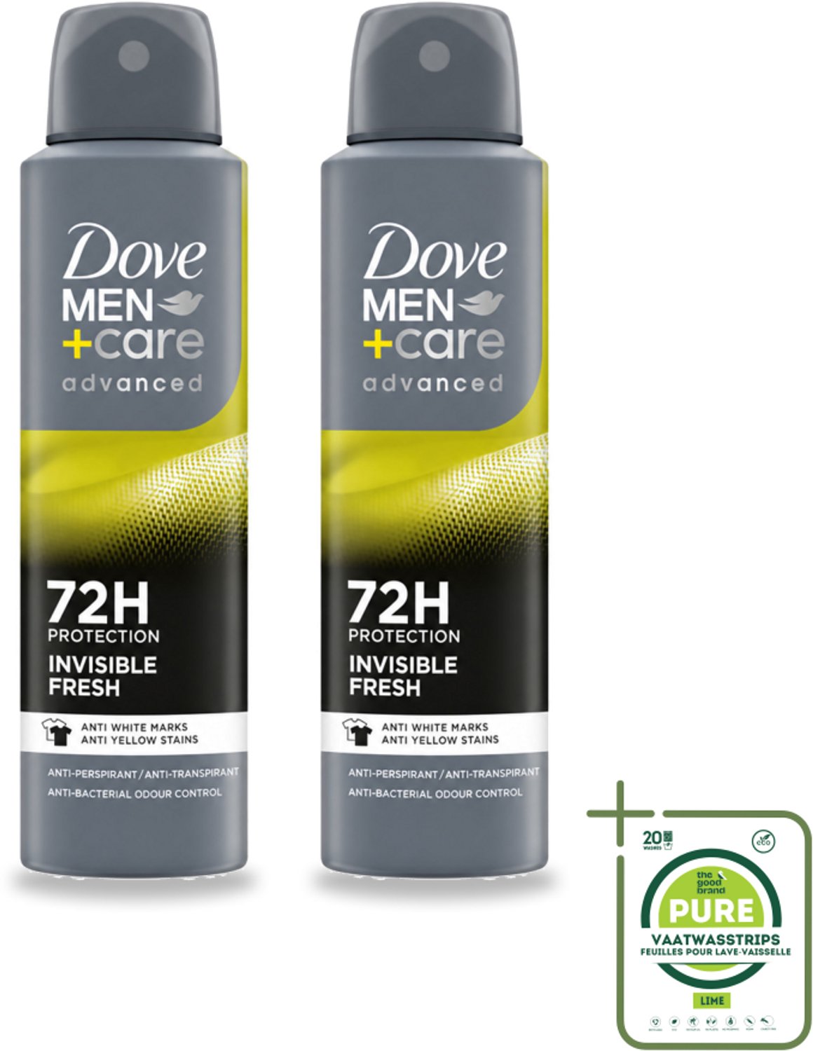 2 x Dove Men+Care Deodorant Spray - Invisible Fresh - 150 ml - Grootverpakking - Deodorant Spray - Zweetbestendig - Onzichtbaar - Fris - Huidbescherming