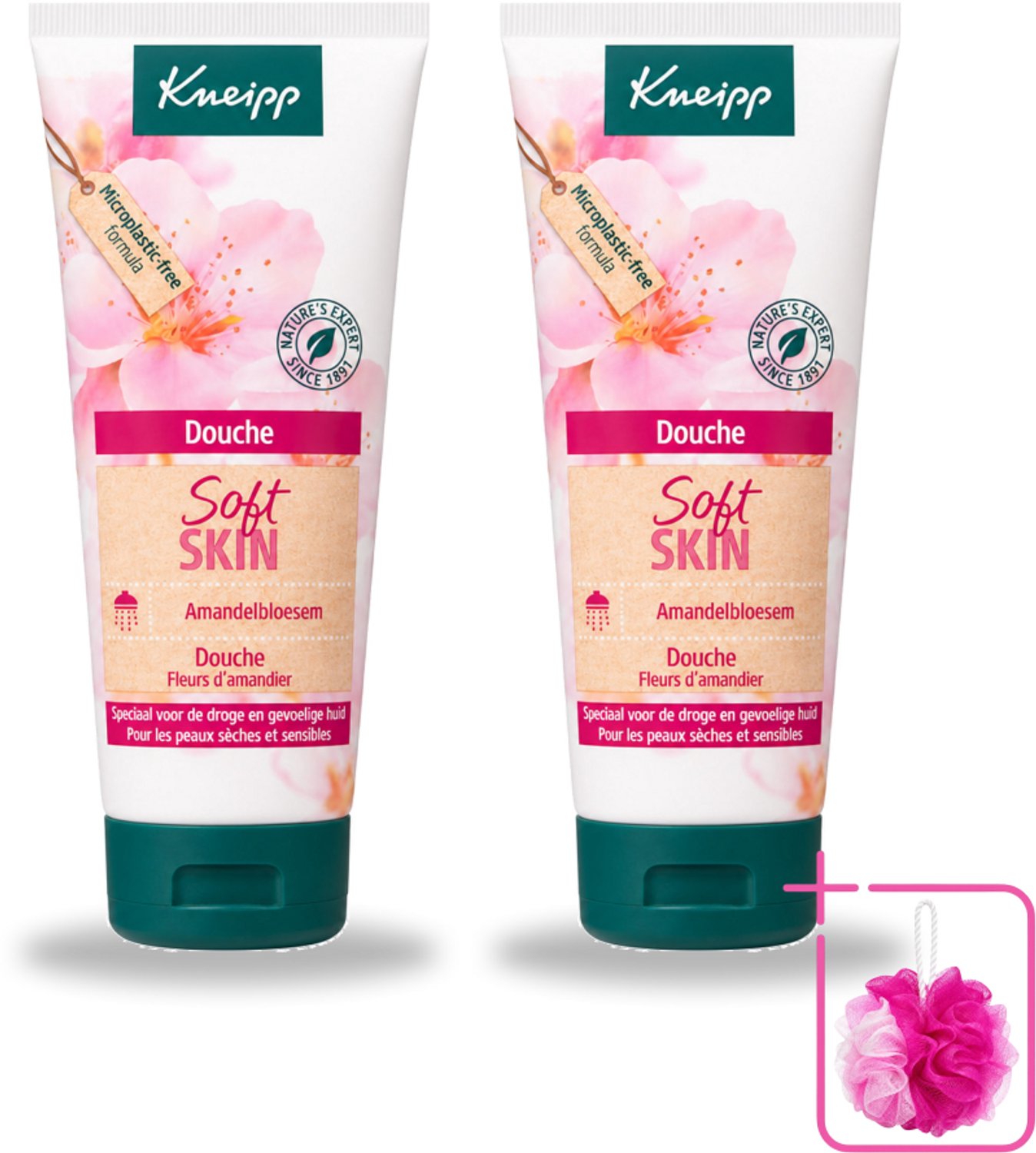 2 x Kneipp – Amandel – Douche – 75 ml - Bulkverpakking - Douchegel - Douchemop - Amandelolie