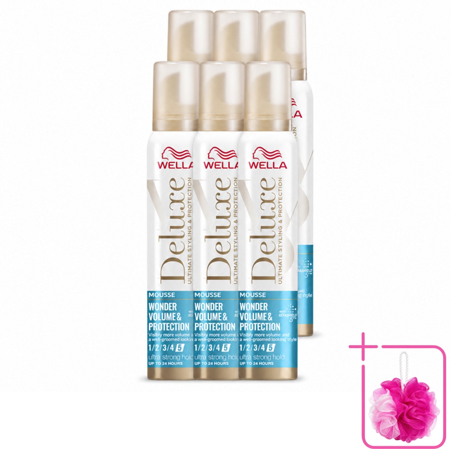 6 x Wella – Deluxe Volume & Protection – Haarmousse – 200 ml - Bulkverpakking - Haarmousse - Douchemop - Volume