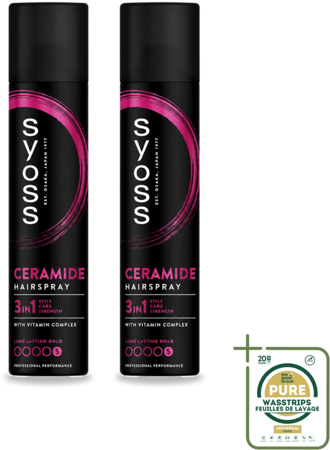 2 x Syoss - Ceramide - Haarspray - Herstelt Haarvezels - 300 ml - Wasstrips - Haarspray - Haarherstel - Haarverzorging - Ceramide - Styling