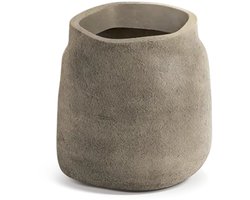 Bloempot Boge 40x38x38cm licht bruin - voor Binnen en Buiten gebruik - organische vorm - met afsluitdop - gebaseerd op handgemaakt keramiek