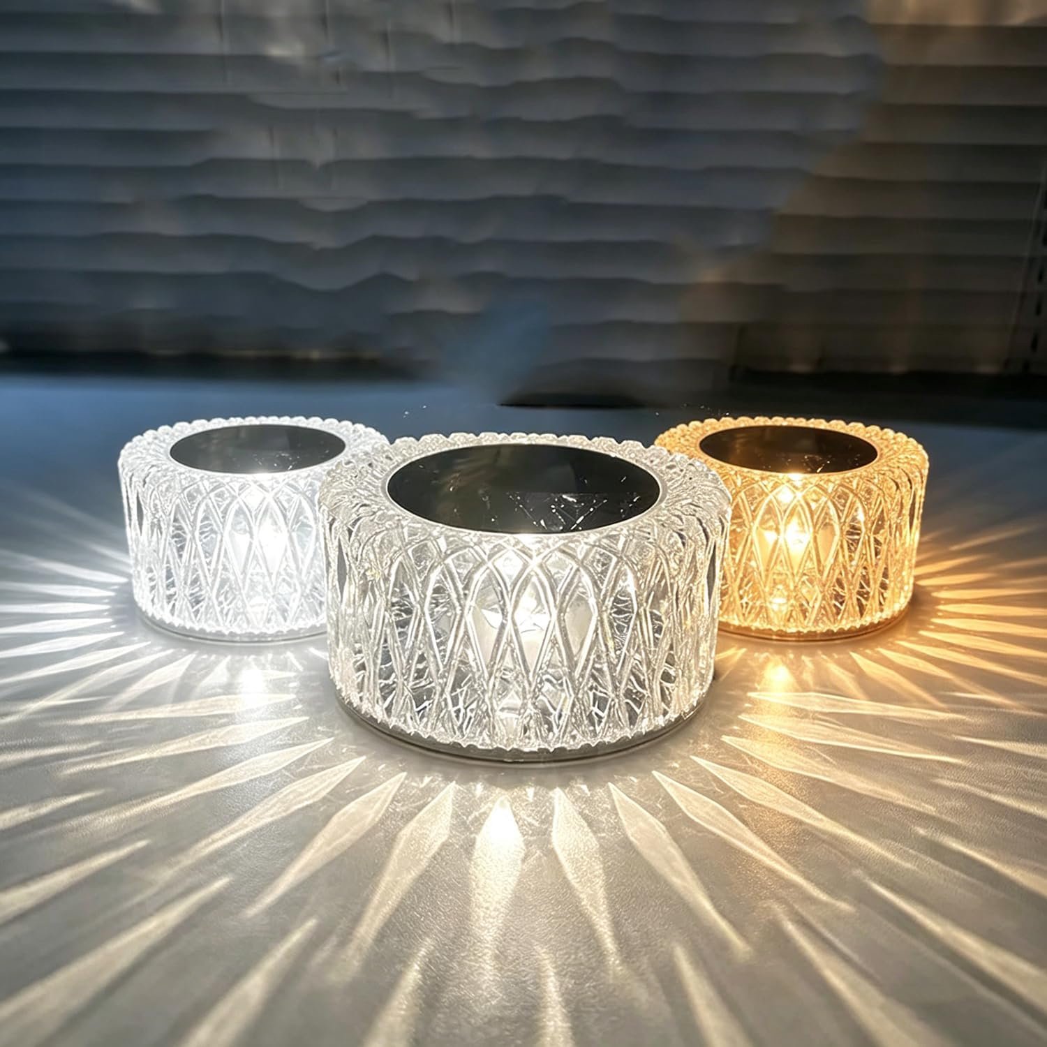 Oplaadbare Kristal LED Tafellamp ‑ Touch Bediening ‑ 3 Kleurenmodus en Helderheid ‑ Draagbare Diamant Nachtlampje voor Slaapkamer en Decoratie