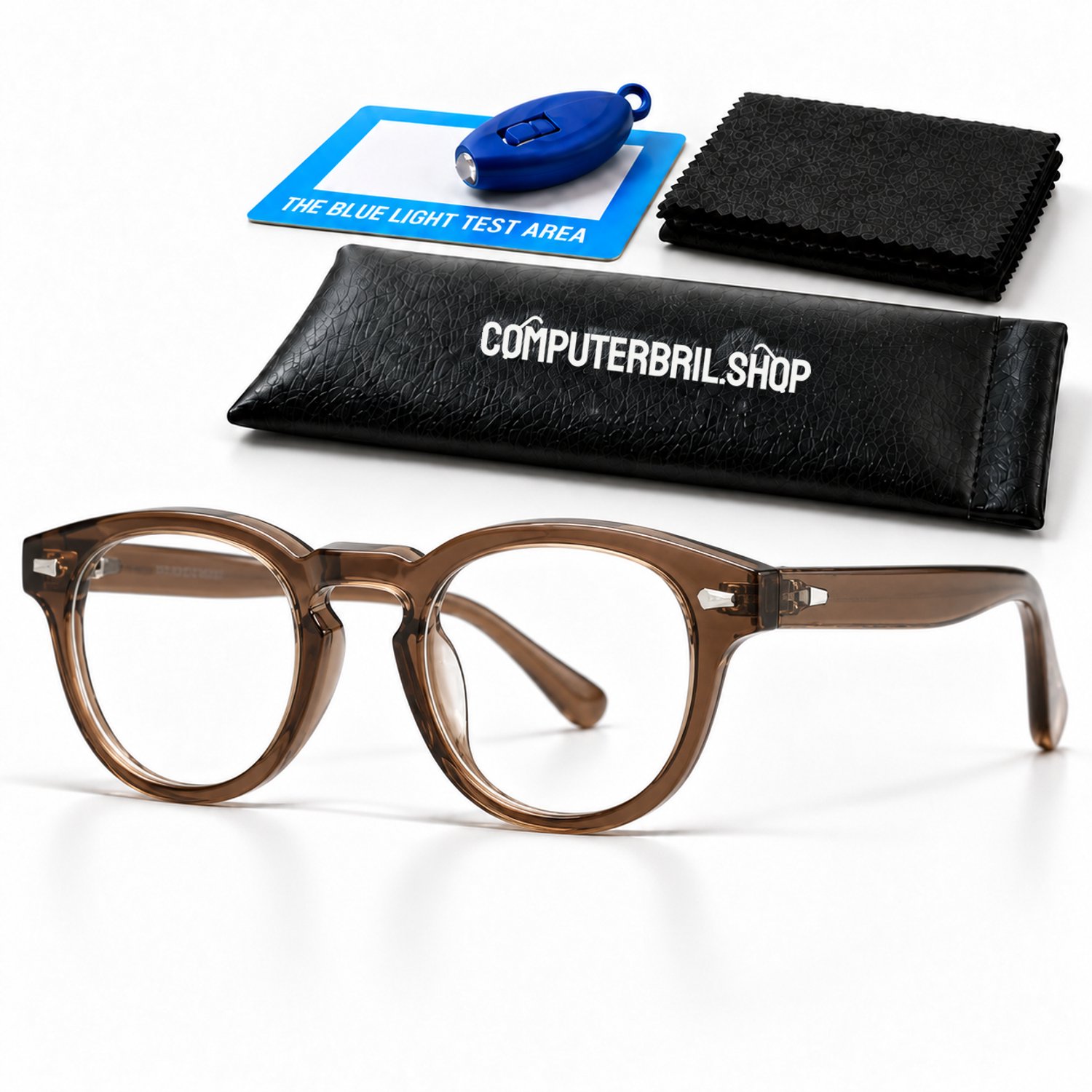 Blauw Licht Filter Bril Zonder Sterkte - Computerbril - Beeldschermbril - Blue Light Glasses - Jaren 30 Vintage Stijl - Bruin