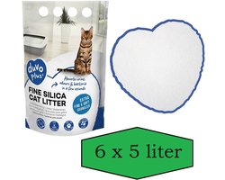 Duvo+ Premium fijne silica Kattenbakvulling - Bulk voordeel - 6x 5L - Incl - Wol muisje