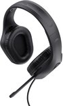 Zwarte Trust GXT 415 Zirox gamingheadset met verstelbare microfoon, schuin gezien met het merklogo op de beugel.