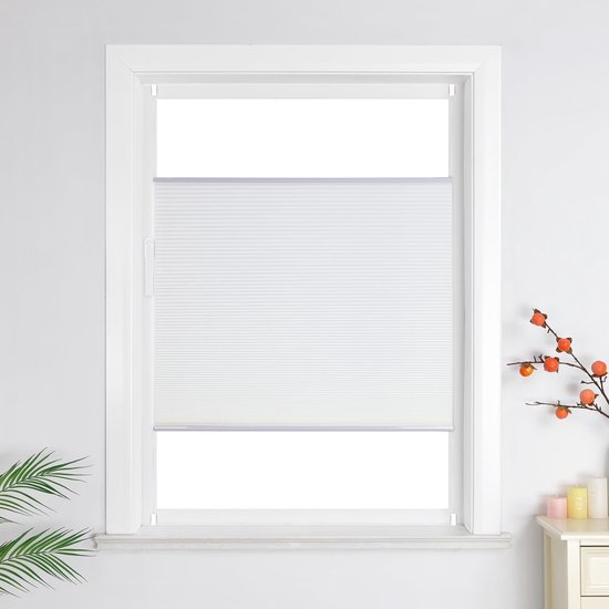 Heichkell Honeycomb Plisségordijn - Verduisterend, Zonnelichtbescherming, Geen Boren, Wit 65 x 110 cm