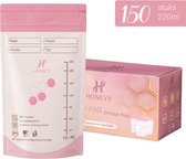 Honeyy®- Moedermelk bewaarzakjes - Borstvoeding Bewaarzakjes - - 150 stuks - Dubbele sluiting - Schenktuit - 220 ml - Vriezer En Koelkast - Lekvrij - BPA-vrij - Dubbelwandig