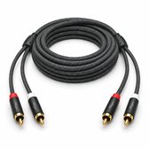 Áengus RCA Kabel 2 Tulp naar 2 Tulp – Stereo Audiokabel – Gevlochten – Vergulde Contacten – 1 meter