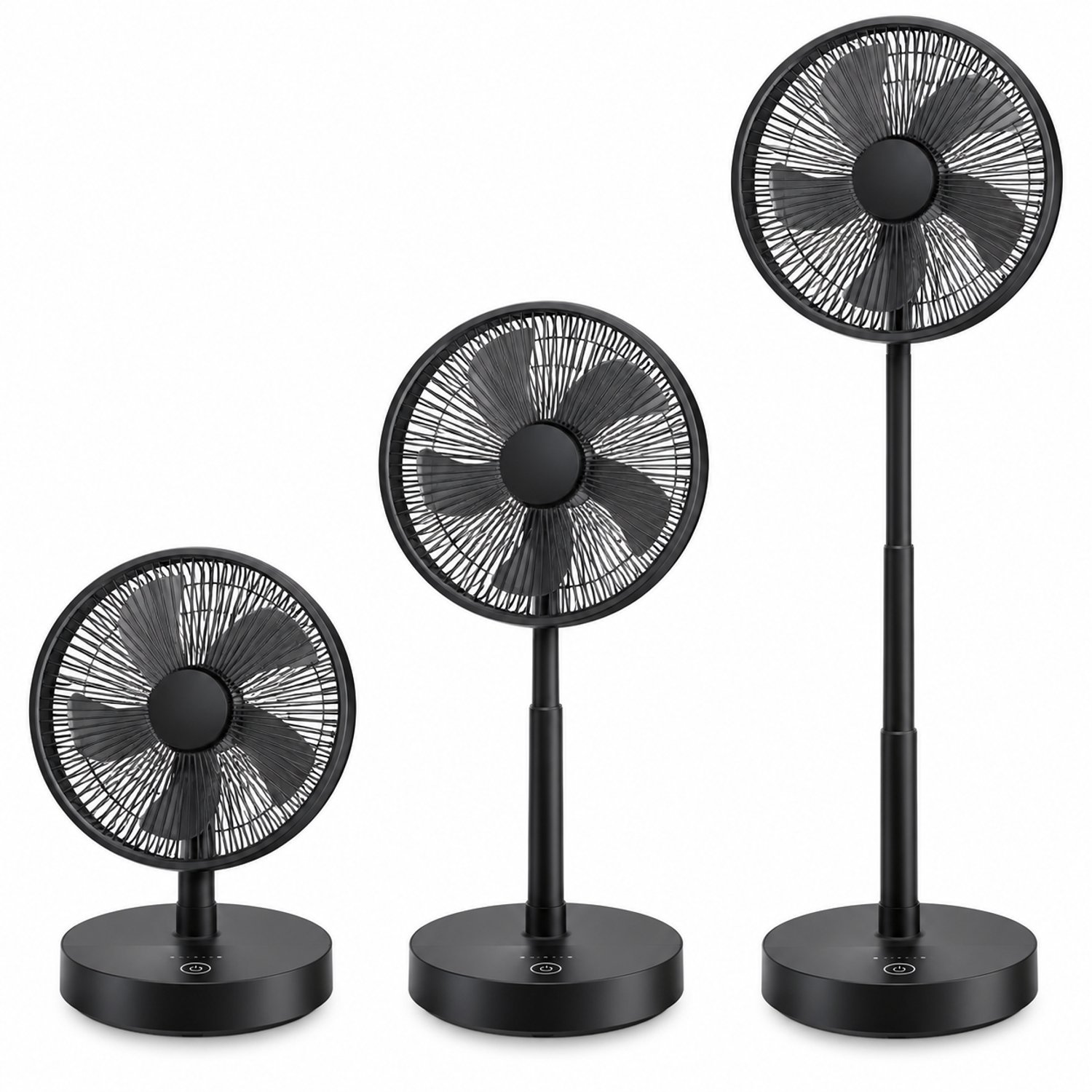 Bresht Opvouwbare Staande Ventilator - 8000 mAh - 4 Snelheden - 5 hoogtestanden - Afstandsbediening - USB-C - Zwart - 22 × 105 cm
