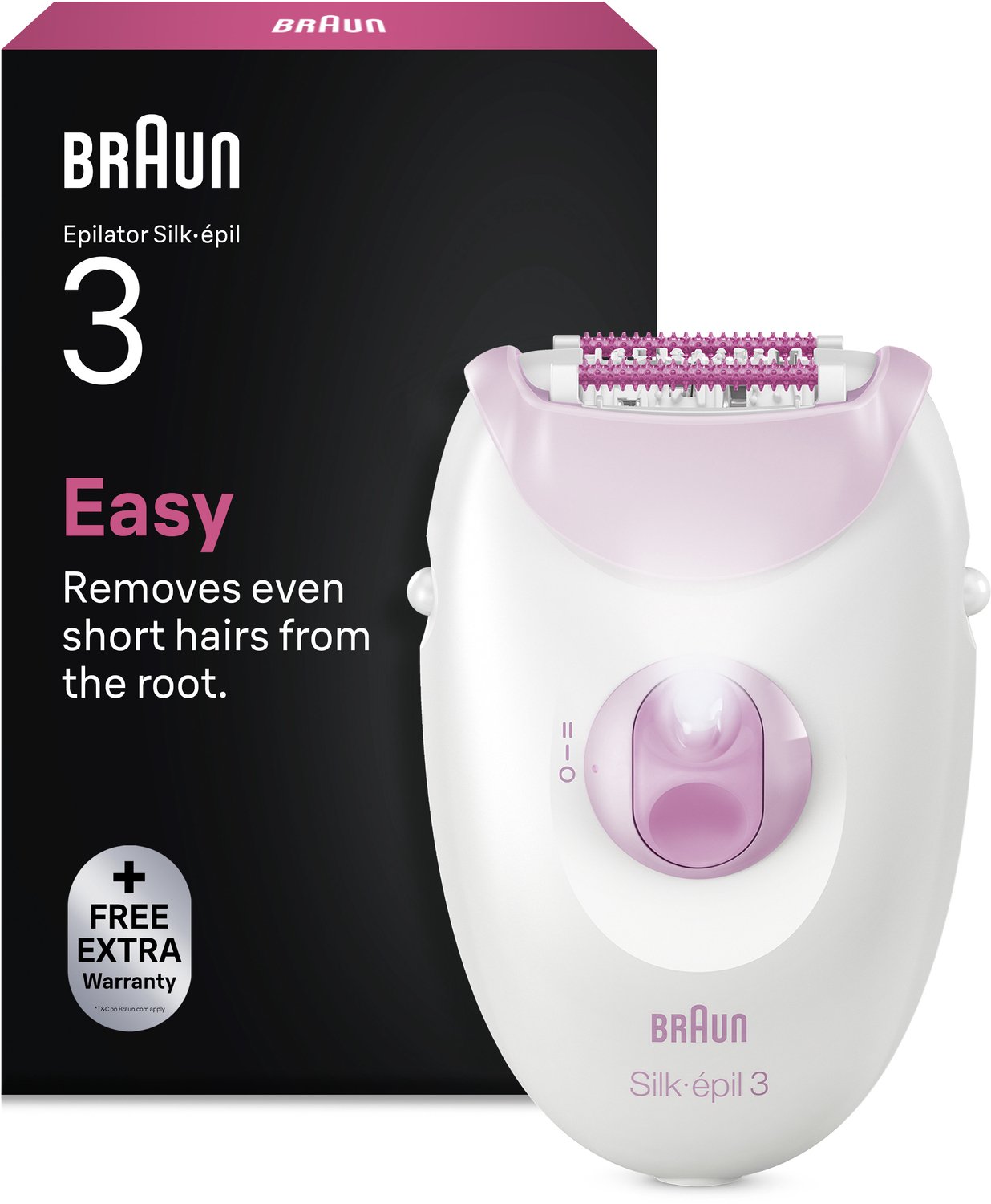 Braun Silk·épil 3 - 3-000 - Snoergebonden Epilator - Gemakkelijke Haarverwijdering - Langdurig Gladde Huid - Roze