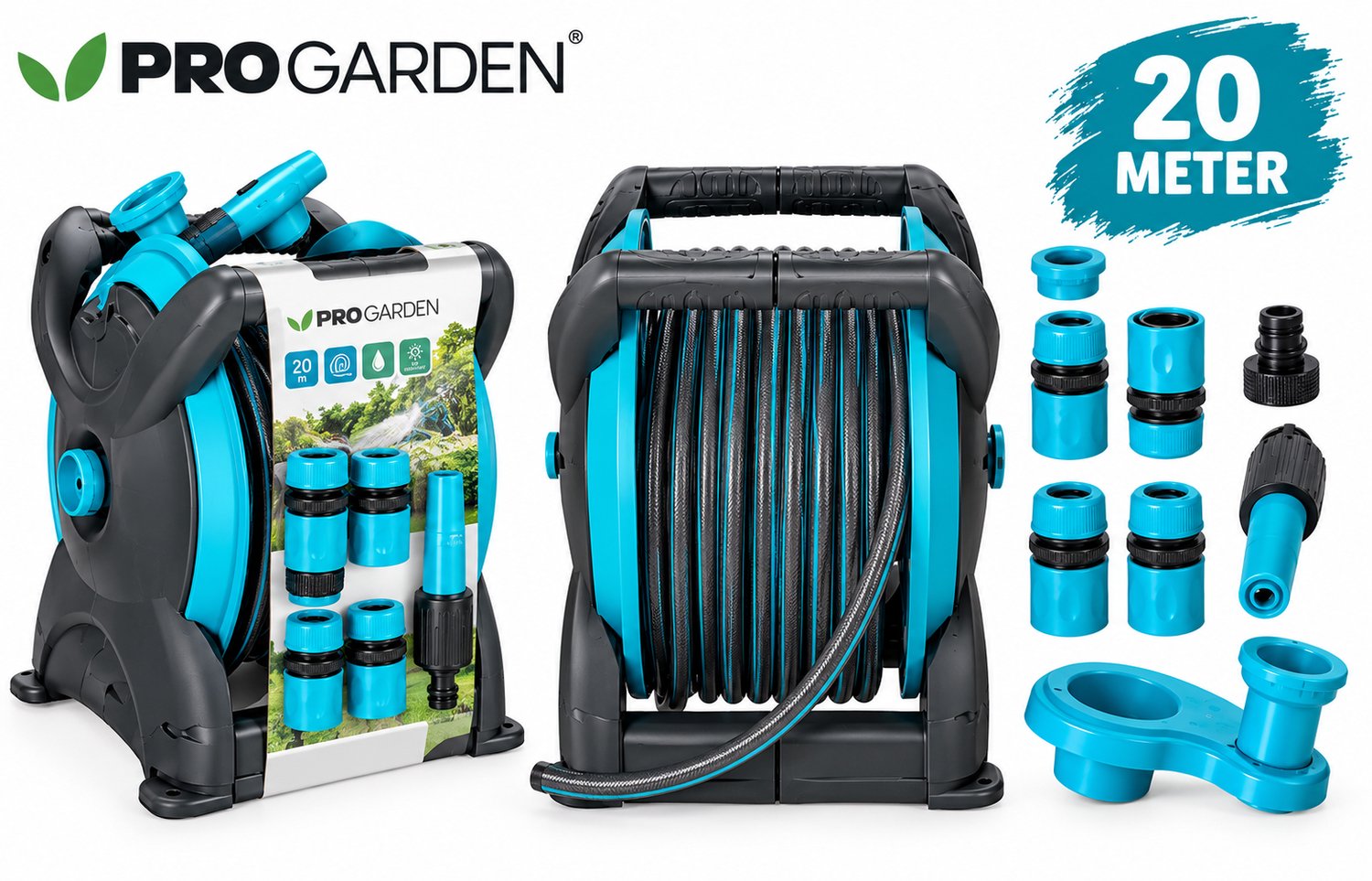 Pro Garden Tuinslanghouder met 20 Meter Slang en Diverse Accessoires